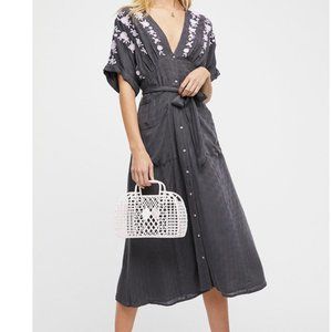 FREE PEOPLE Embroidered Midi Button Dress